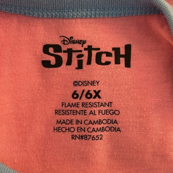Disney Girl's Stitch 2 Piece Comfy Cozy Pajama Set Top and Pants Size 6/6X - Picture 6 of 6